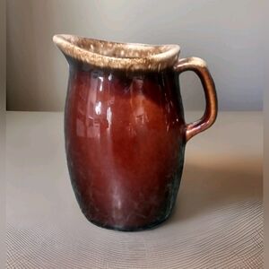 Vintage Hull Ovenproof  Pottery USA Brown Drip Creamer Small Pitcher 4.5”